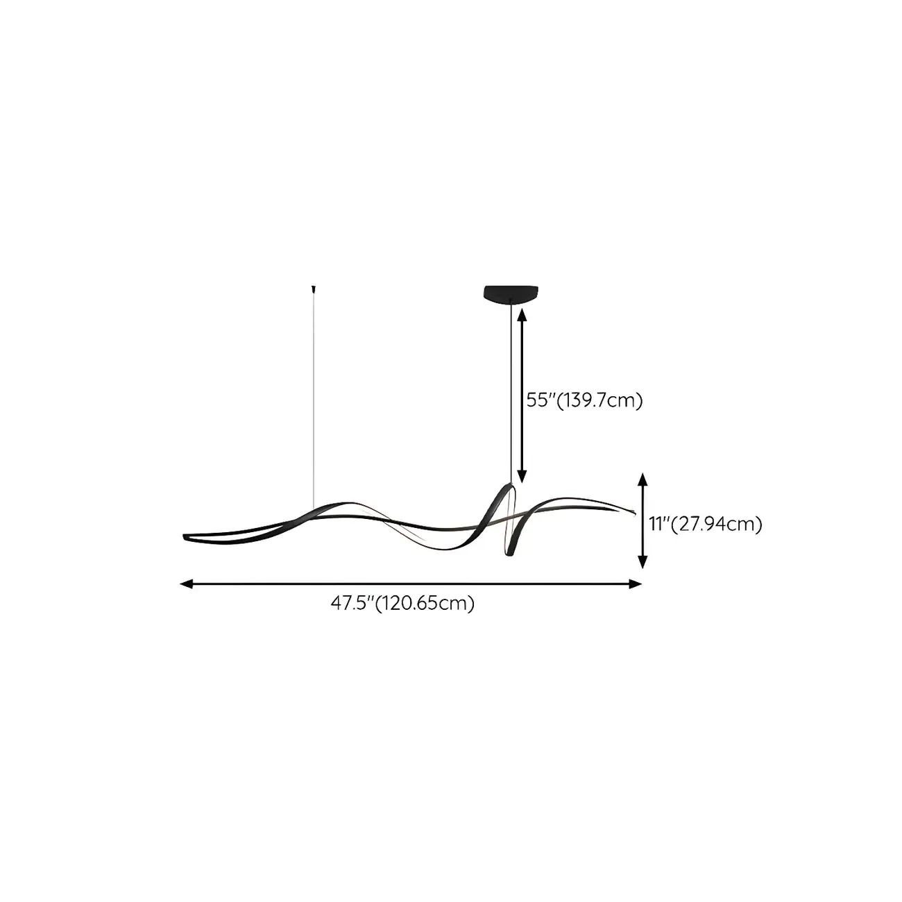 Abstract Modern Black Linear Island Pendant Light #size
