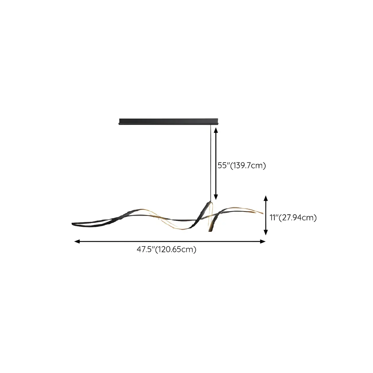 Abstract Modern Black Linear Island Pendant Light Image - 11