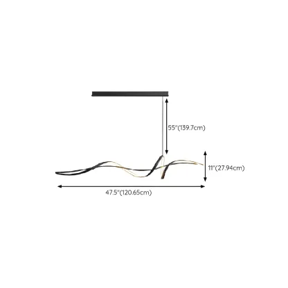 Abstract Modern Black Linear Island Pendant Light Image - 11