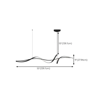 Abstract Modern Black Linear Island Pendant Light Image - 12