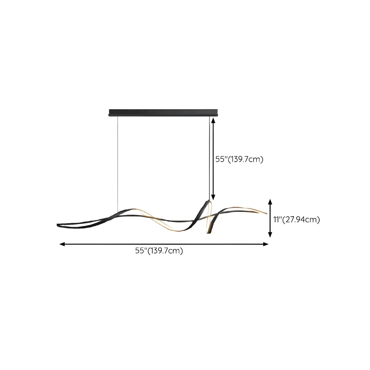 Abstract Modern Black Linear Island Pendant Light Image - 13