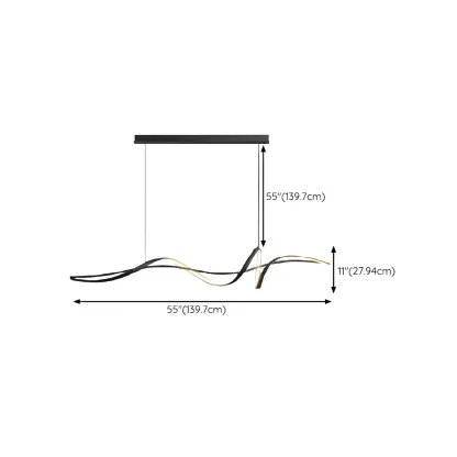 Abstract Modern Black Linear Island Pendant Light Image - 13