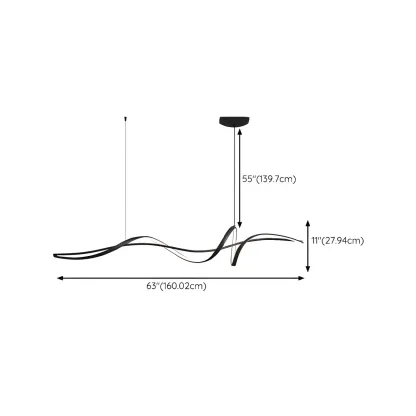 Abstract Modern Black Linear Island Pendant Light Image - 14
