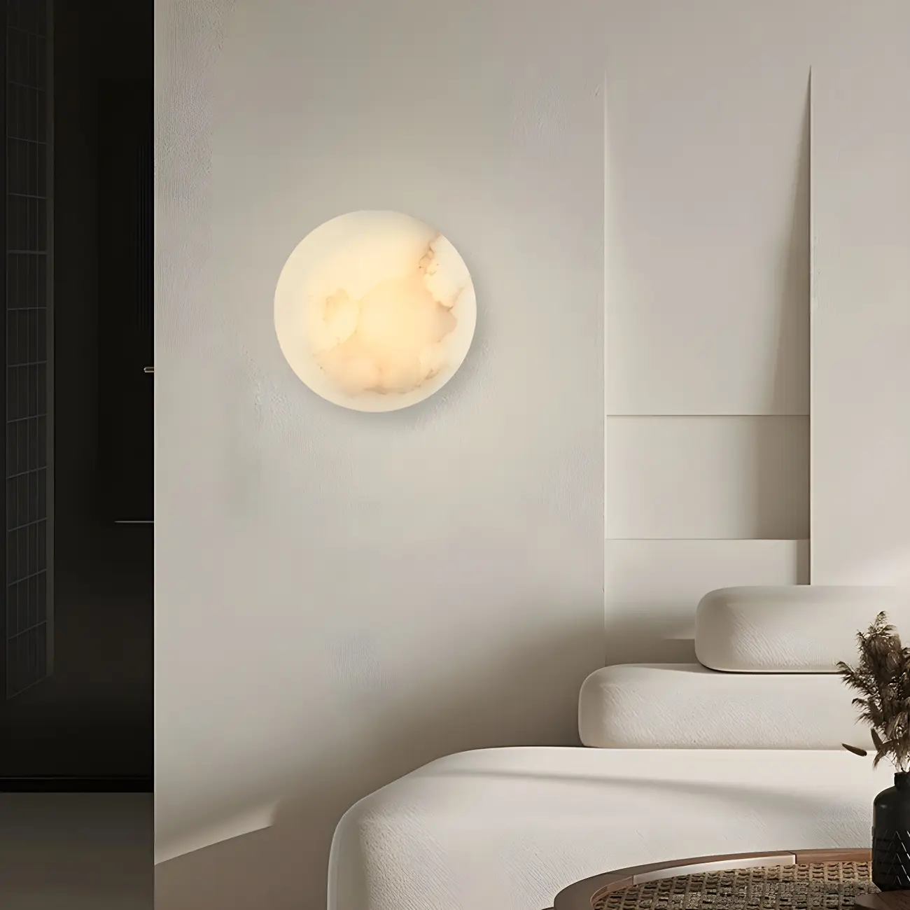 Modern Circular Stone Wall Light Minimalist Design Image - 1 | homeyfad