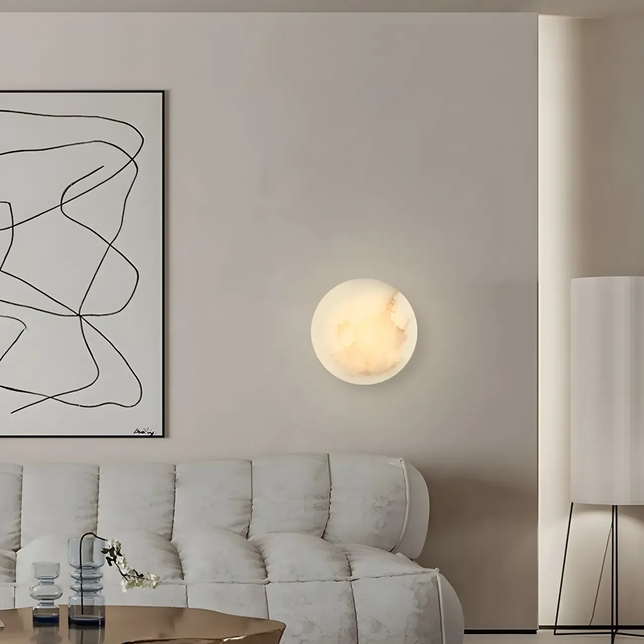Modern Circular Stone Wall Light Minimalist Design Image - 2