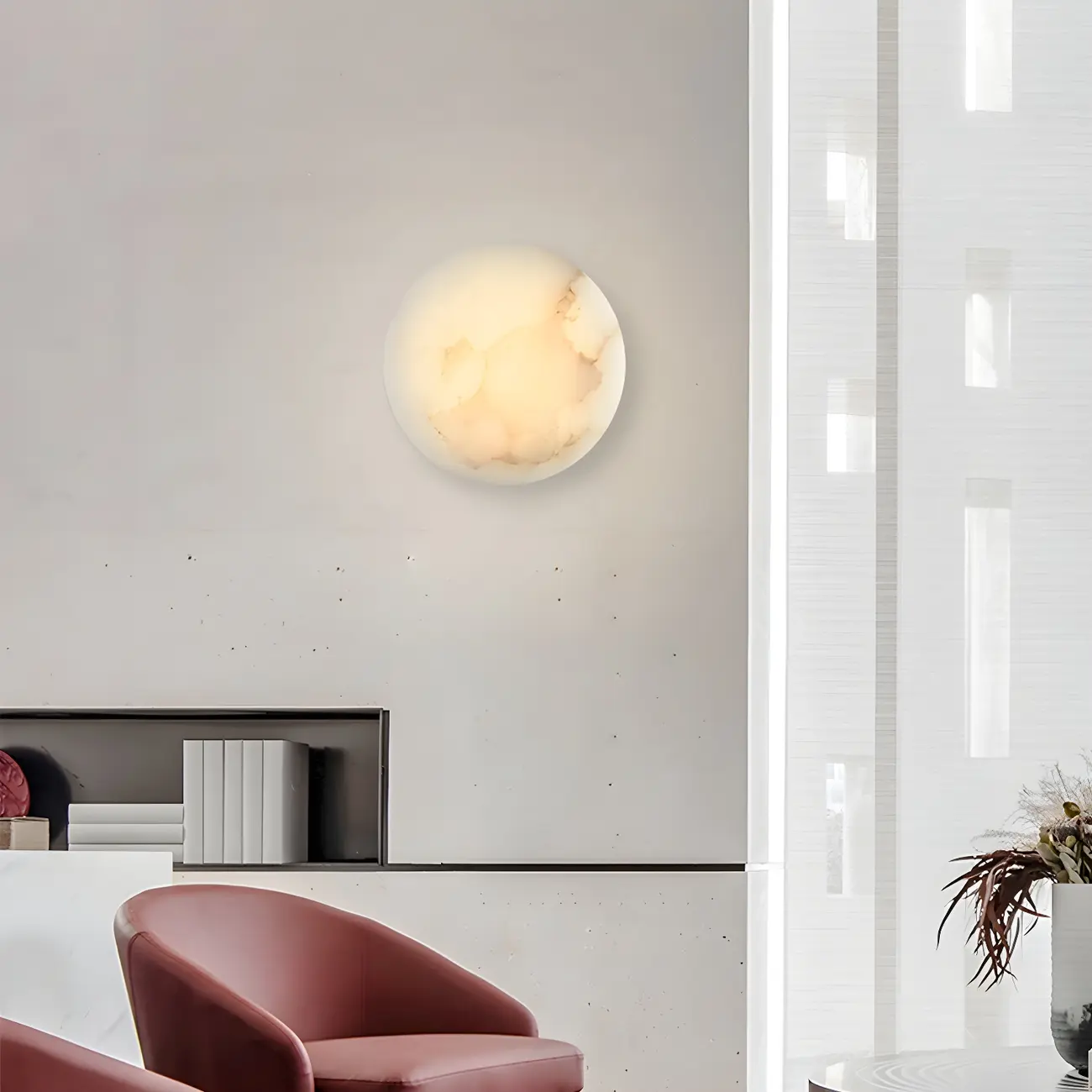 Modern Circular Stone Wall Light Minimalist Design Image - 3 | homeyfad