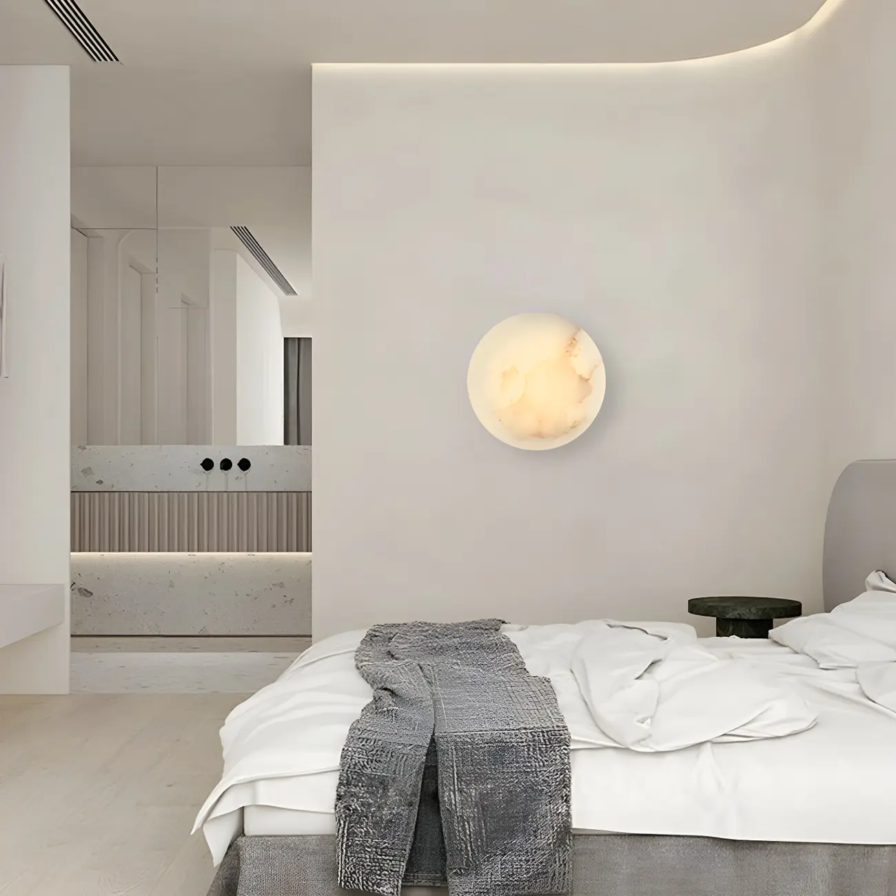 Modern Circular Stone Wall Light Minimalist Design Image - 5 | homeyfad
