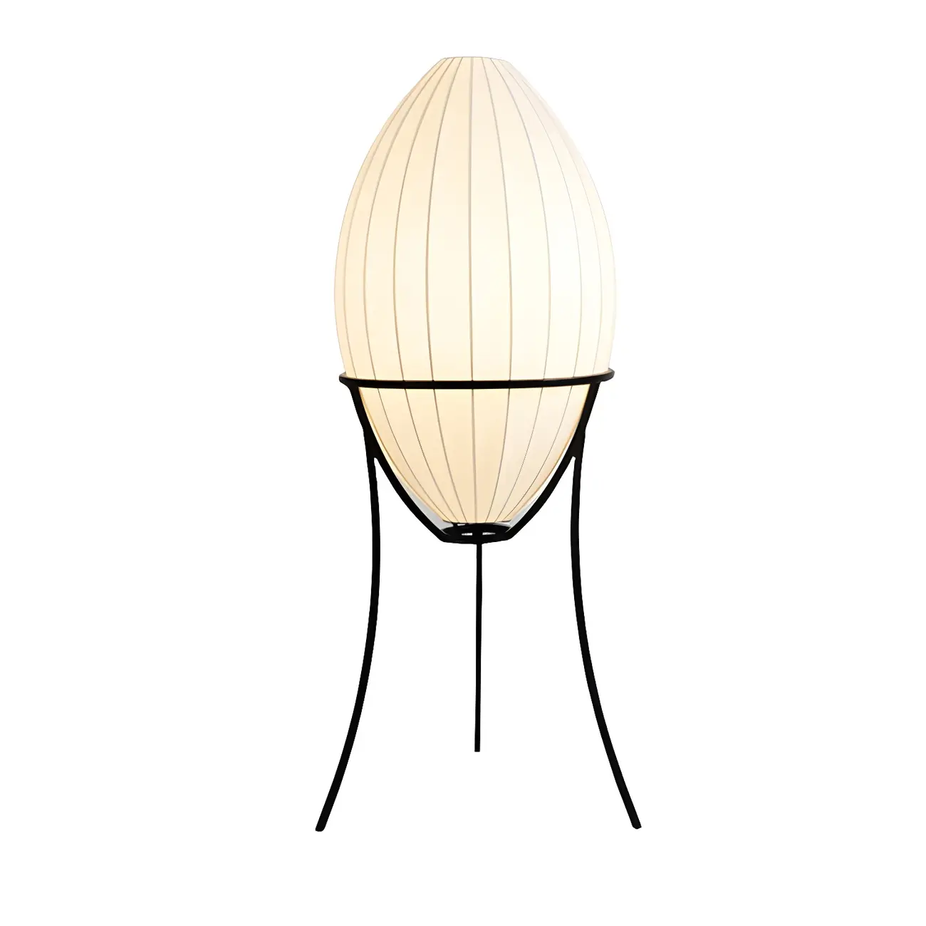 Fabric Egg Metal Tripod Ambient Floor Lamp Image - 5 | homeyfad
