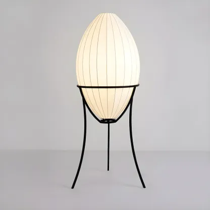 Fabric Egg Metal Tripod Ambient Floor Lamp Image - 6