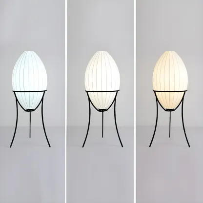 Fabric Egg Metal Tripod Ambient Floor Lamp Image - 7