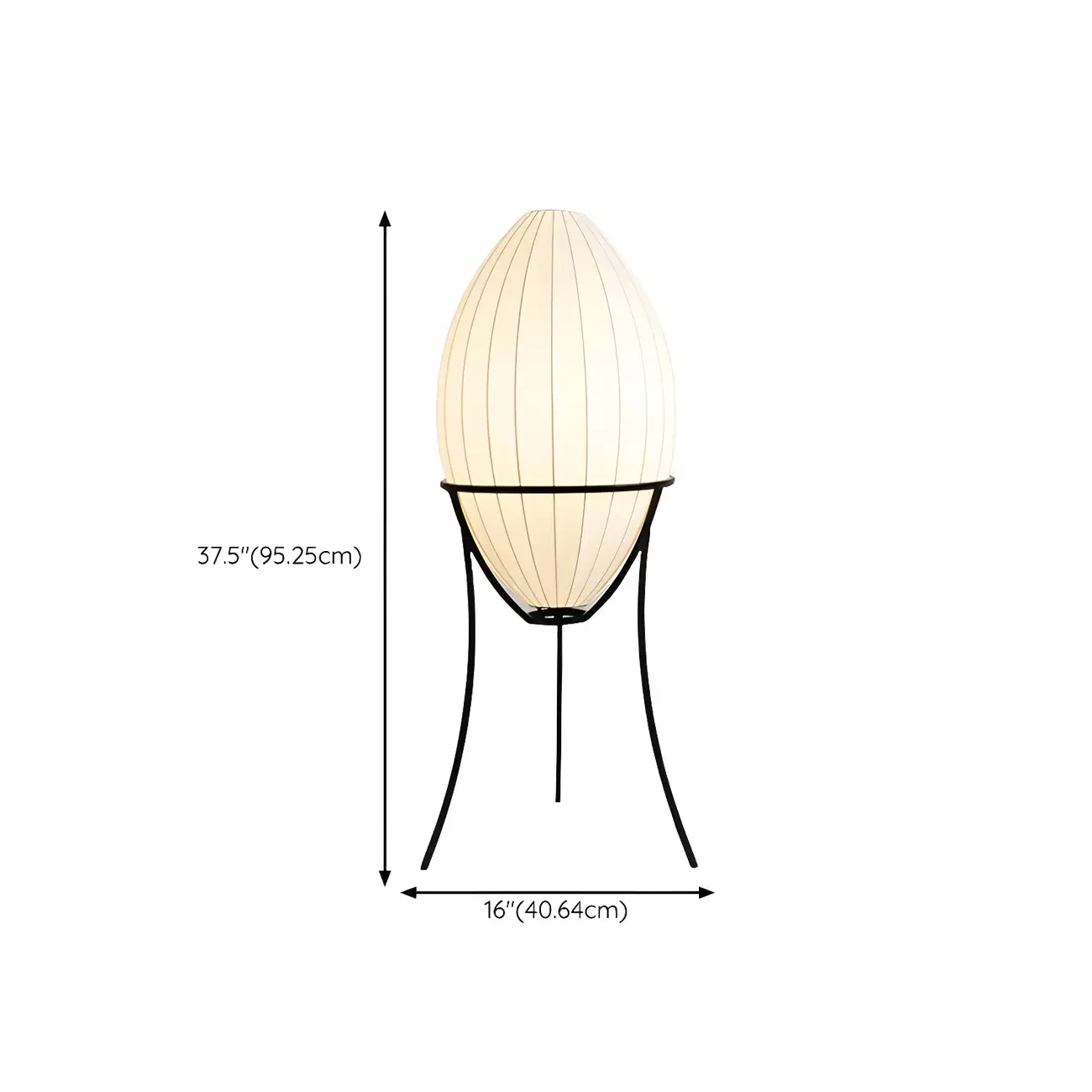 Fabric Egg Metal Tripod Ambient Floor Lamp #size