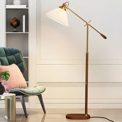 Brown Adjustable Metal Balance Arm Floor Lamp for Living Room Image - 3