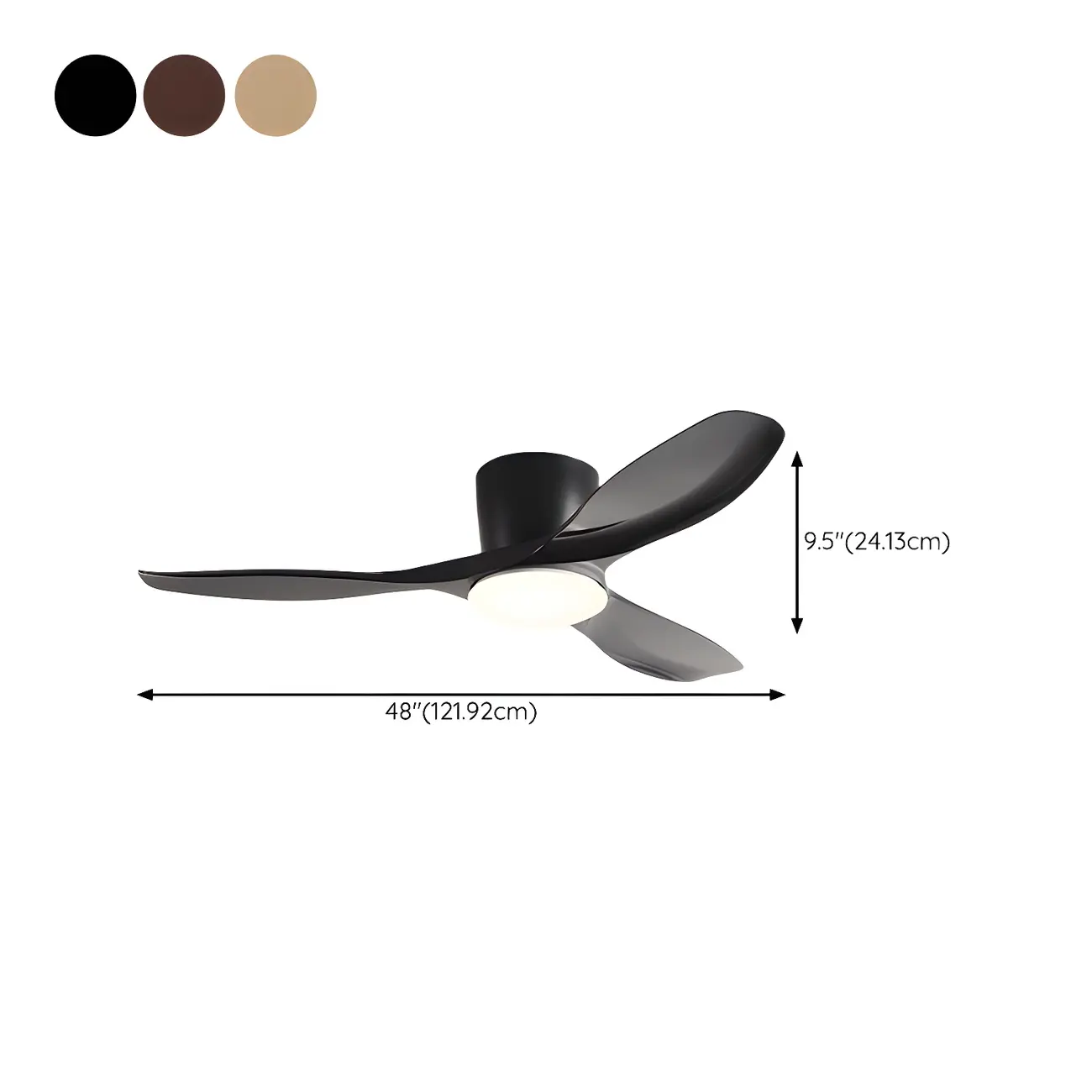 48" Modern Ceiling Fan LED Light Remote Control for Dining Room #size