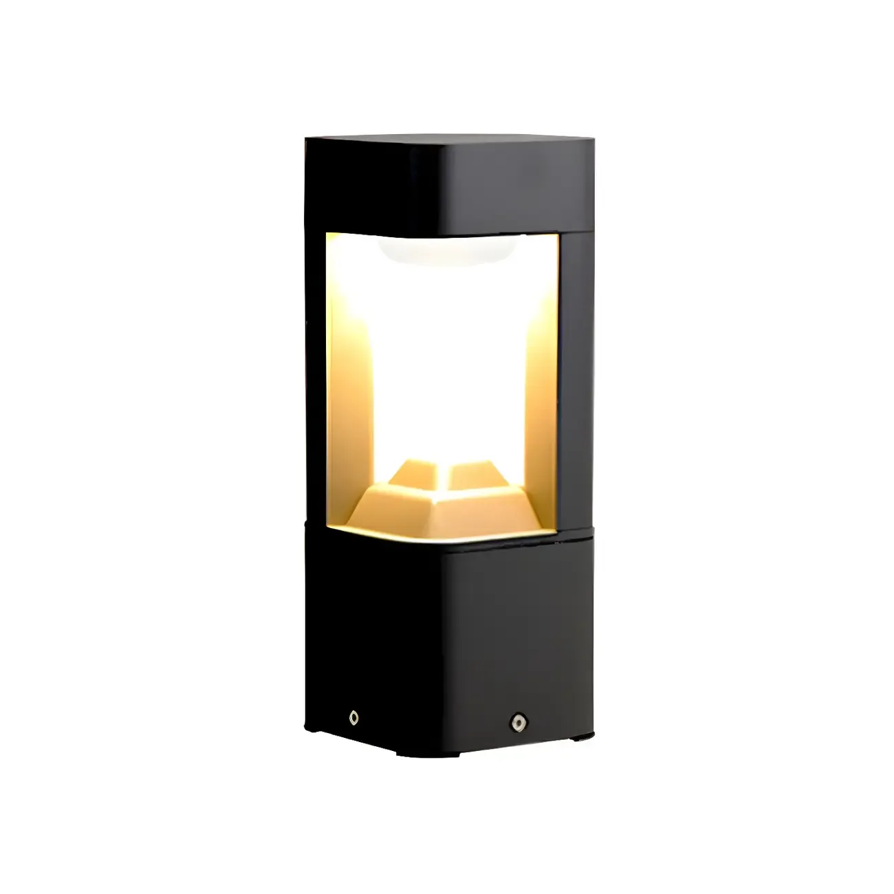 Black Metal Warm Light Lawn Post Cap Light Image - 7