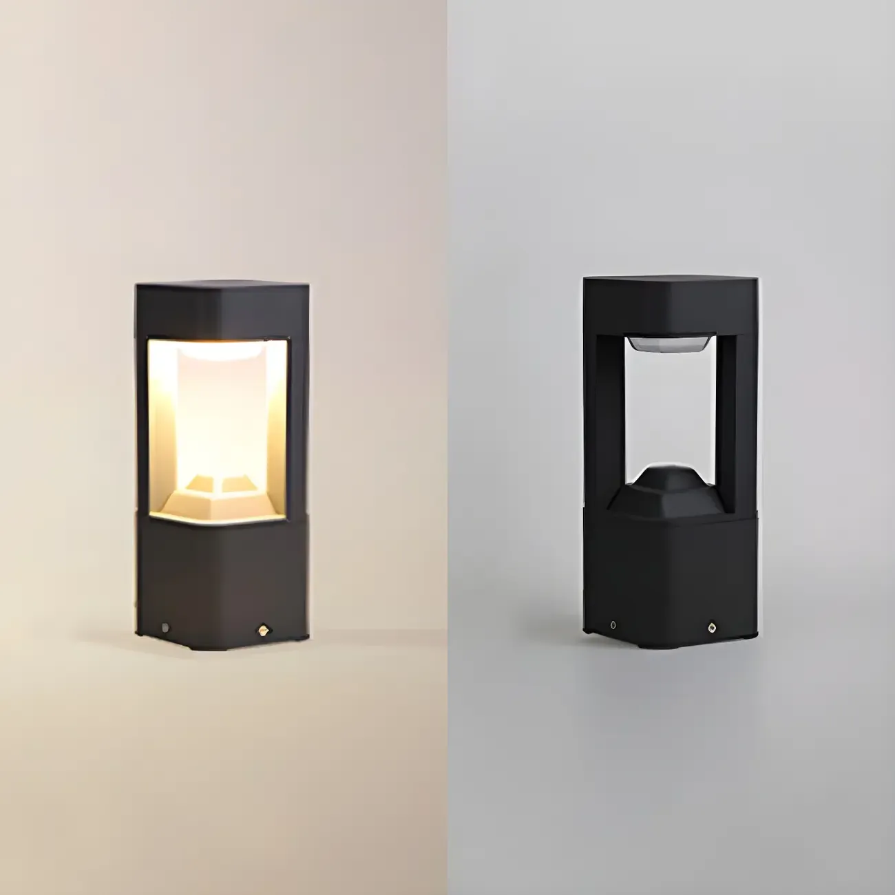 Black Metal Warm Light Lawn Post Cap Light Image - 8