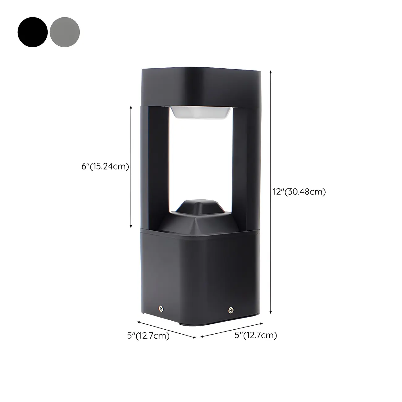 Black Metal Warm Light Lawn Post Cap Light #size | homeyfad