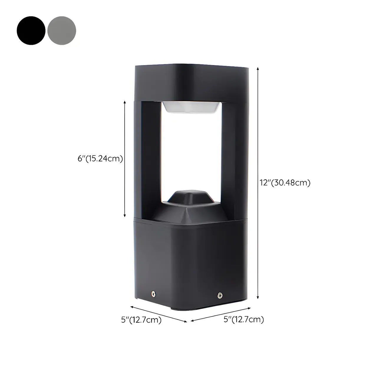 Black Metal Warm Light Lawn Post Cap Light #size