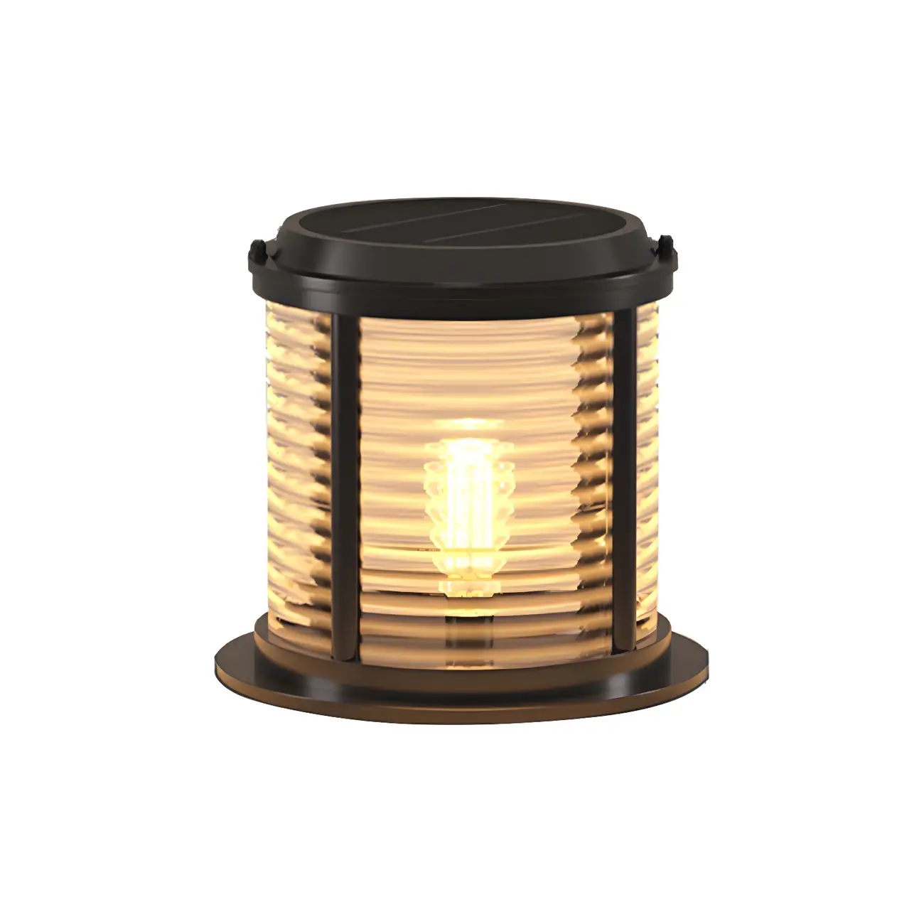 Horizontal and Vertical Striped Glass Cylinder Post Cap Light Image - 5 | homeyfad