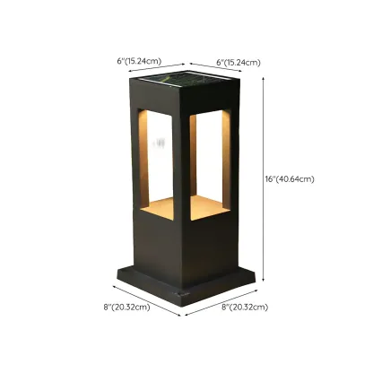 Solar Black Metal Bracket Square Post Cap Light #size