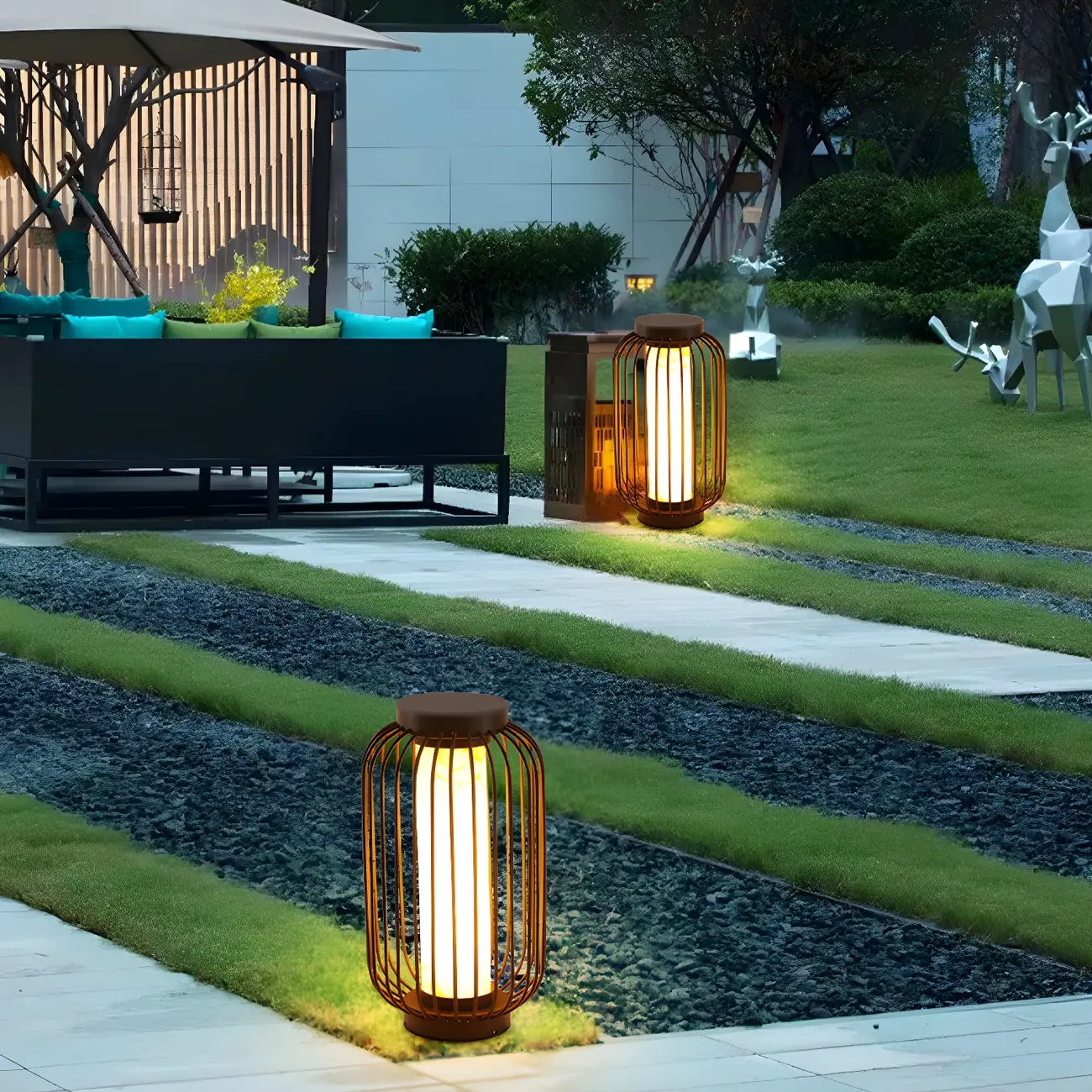  Metal Cage Design Solar Post Cap Light Image - 3 | homeyfad