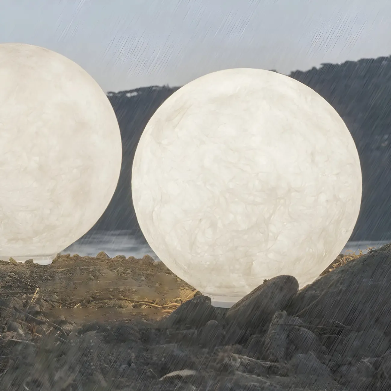 Wired White Resin Sphere Post Cap Light Image - 6