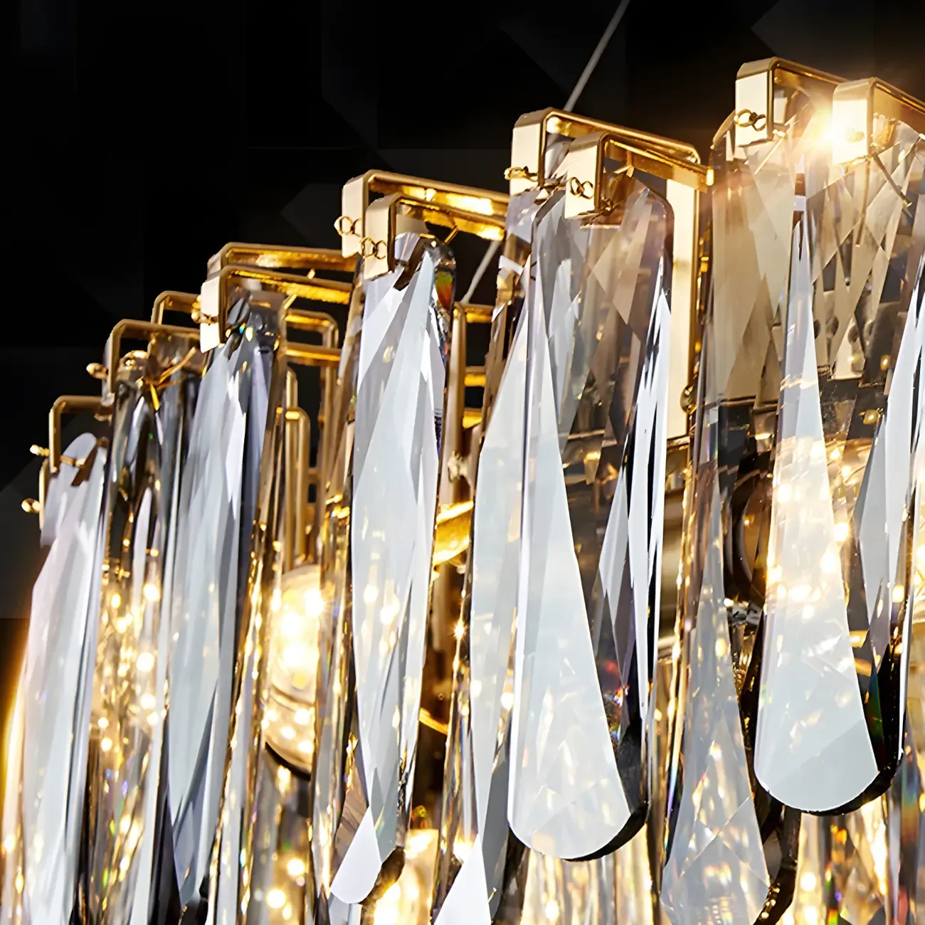 Elegant Grey Crystal Linear Island Pendant Light Image - 4