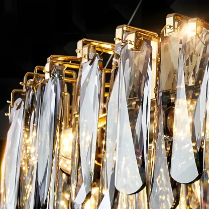 Elegant Grey Crystal Linear Island Pendant Light Image - 4