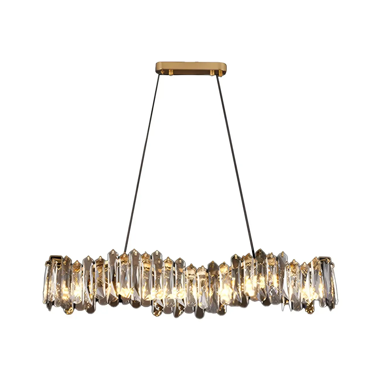 Elegant Grey Crystal Linear Island Pendant Light Image - 5