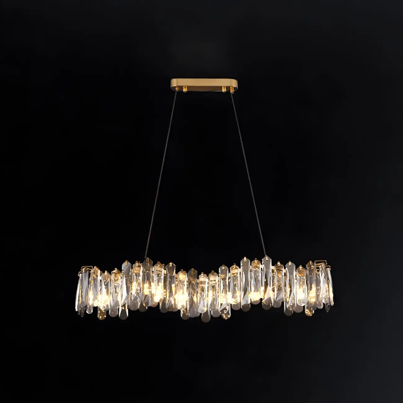 Elegant Grey Crystal Linear Island Pendant Light Image - 6