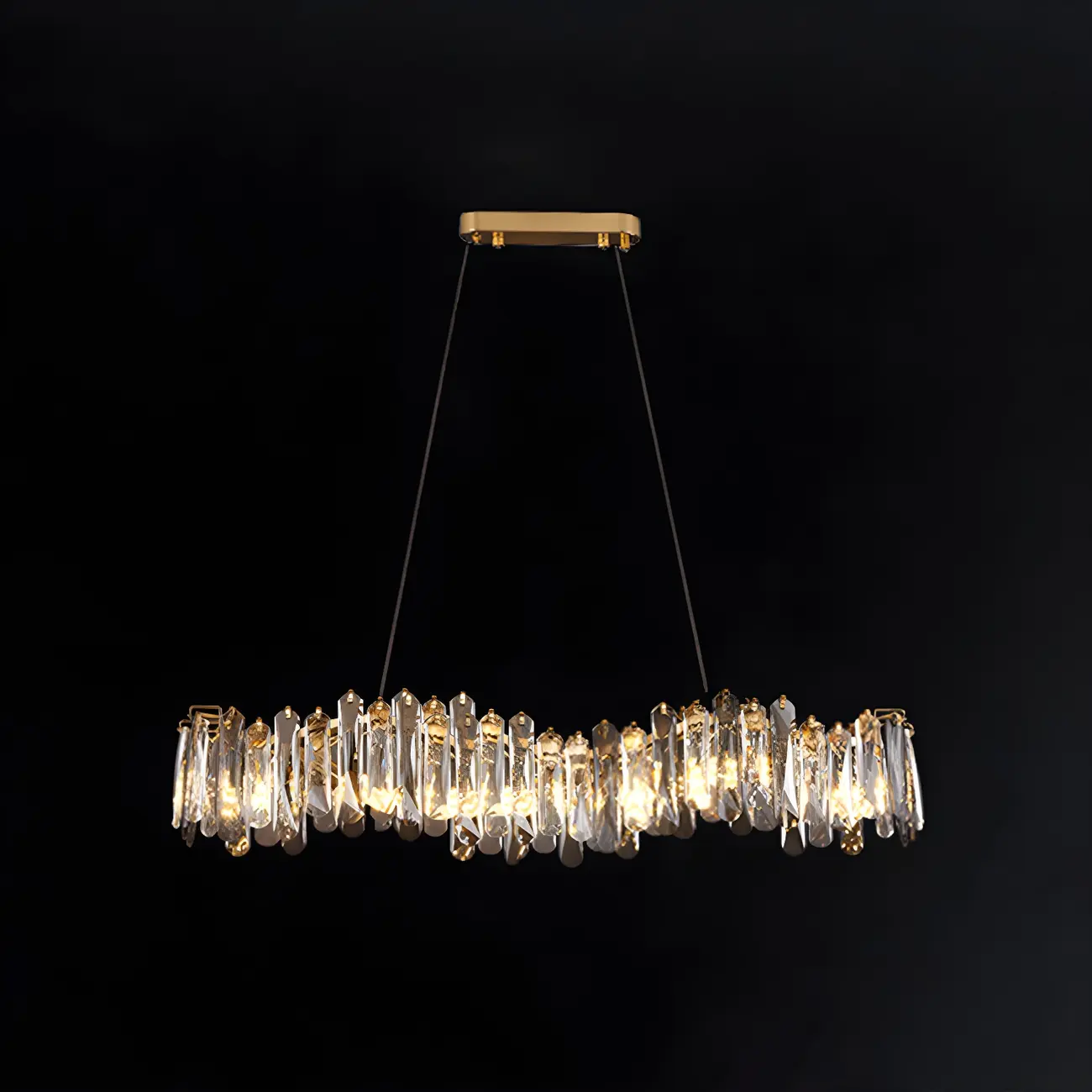 Elegant Grey Crystal Linear Island Pendant Light Image - 7 | homeyfad