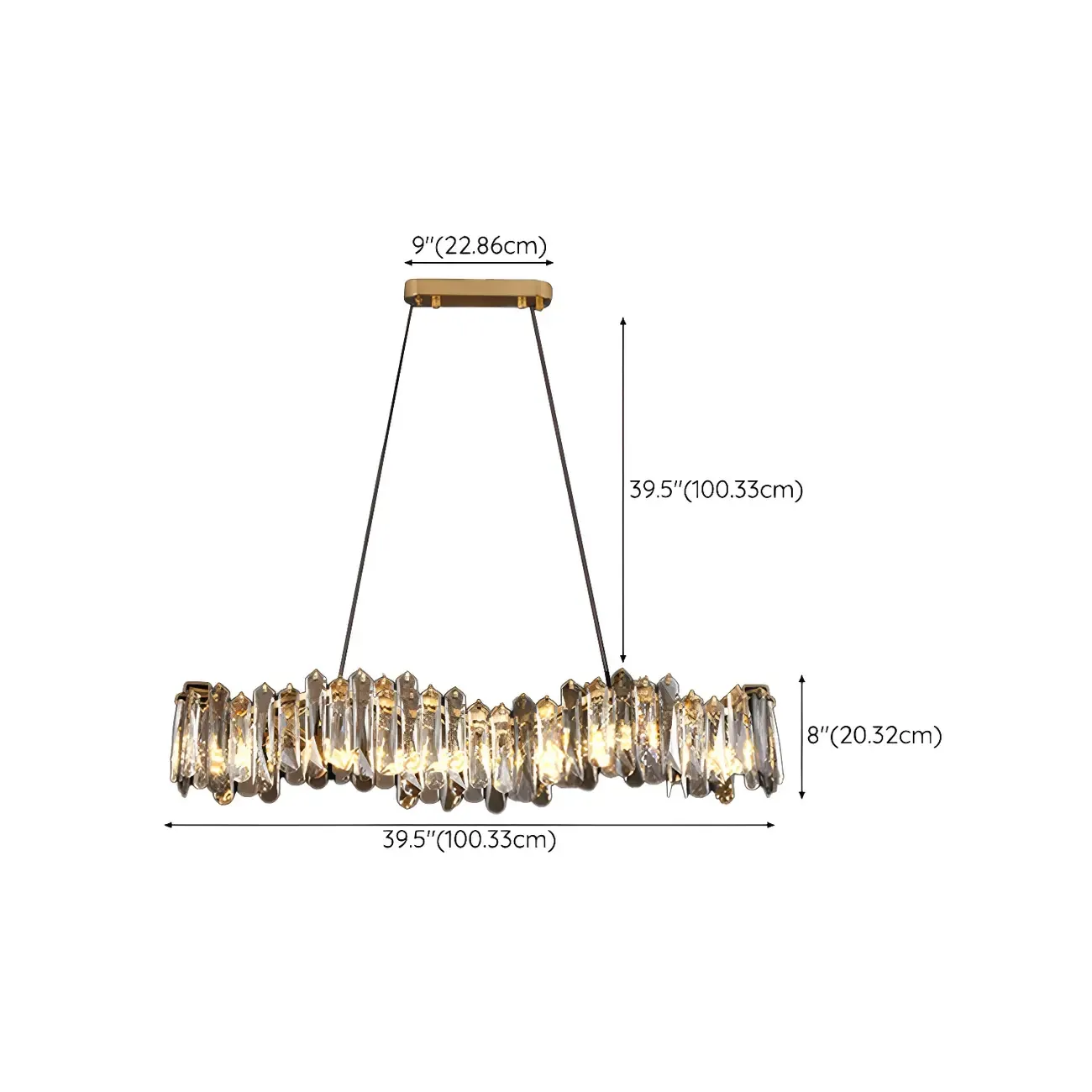 Elegant Grey Crystal Linear Island Pendant Light Image - 12