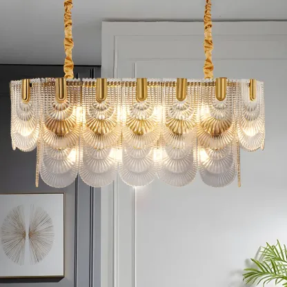Luxury Gold Metal Pendant Light with Glass Accents Image - 3