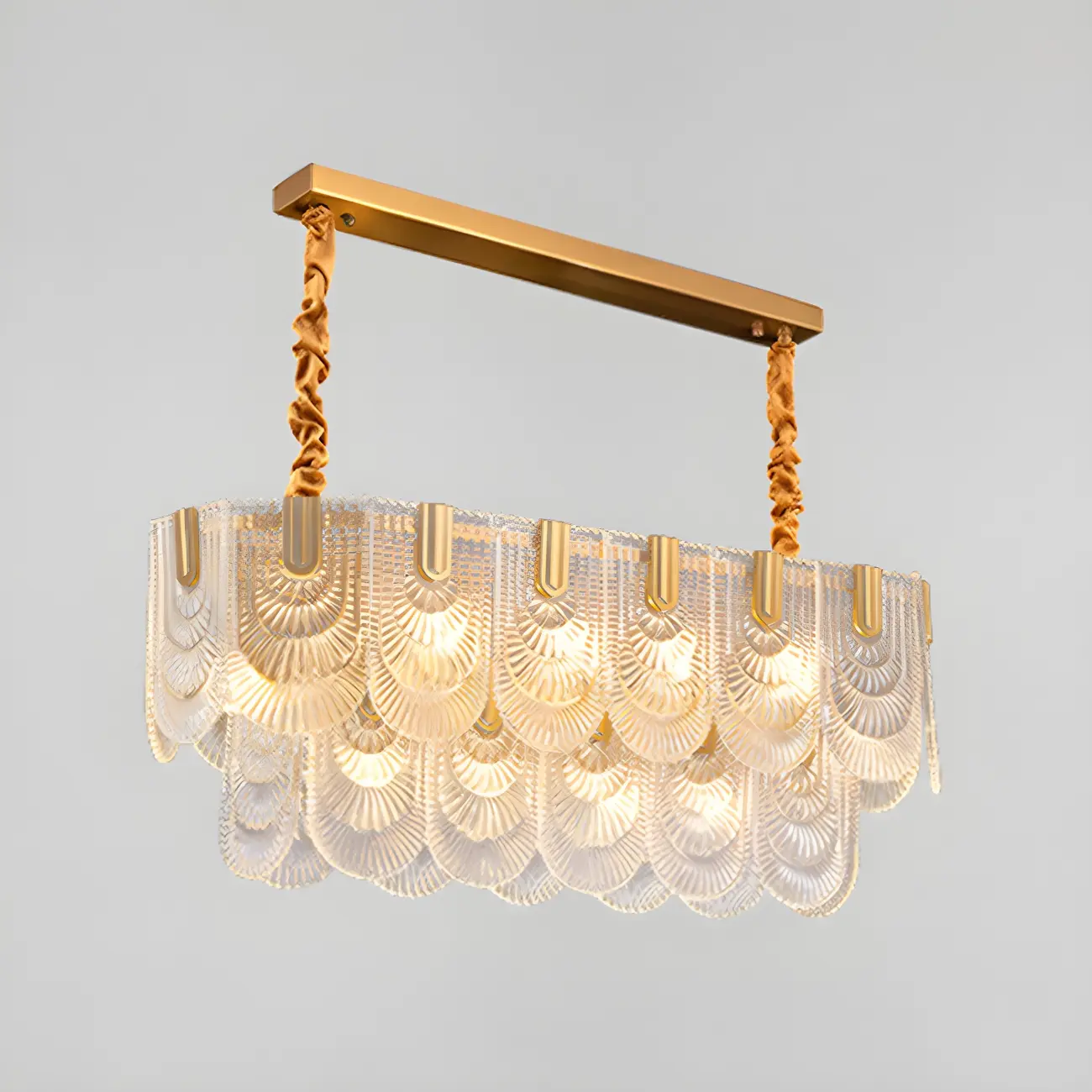 Luxury Gold Metal Pendant Light with Glass Accents Image - 4 | homeyfad