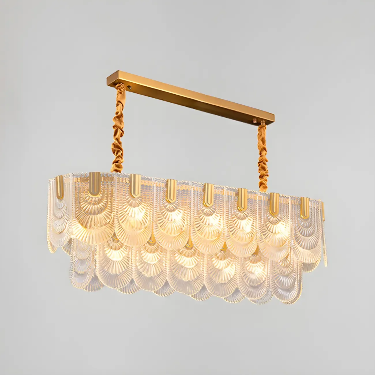 Luxury Gold Metal Pendant Light with Glass Accents Image - 5