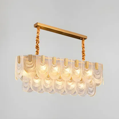 Luxury Gold Metal Pendant Light with Glass Accents Image - 5