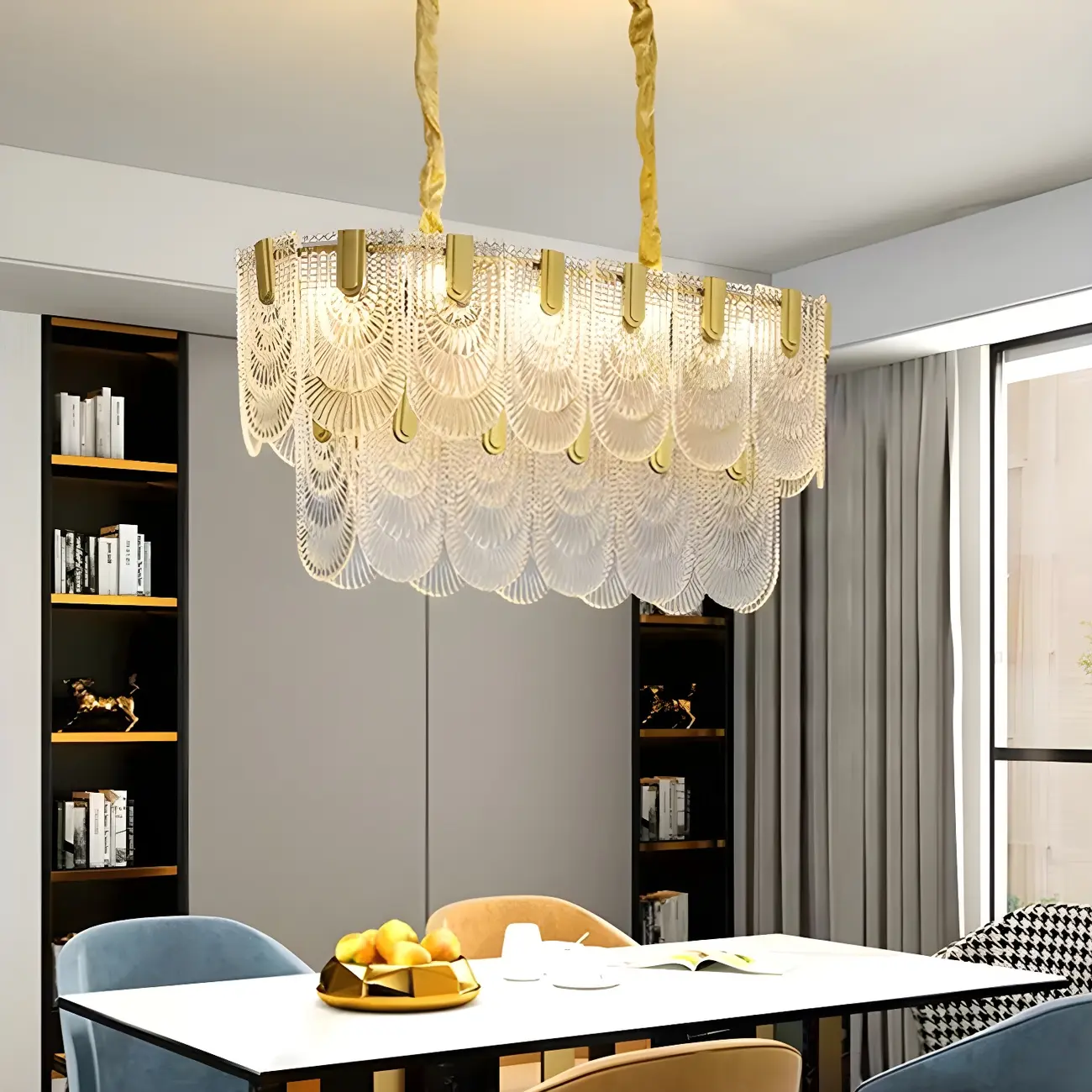 Luxury Gold Metal Pendant Light with Glass Accents Image - 6 | homeyfad