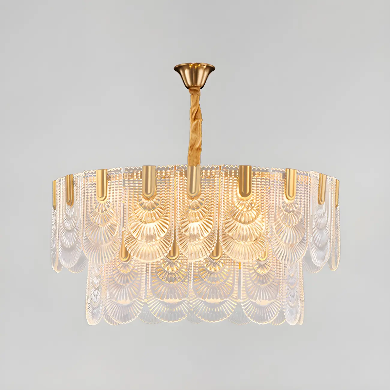 Luxury Gold Metal Pendant Light with Glass Accents Image - 7 | homeyfad