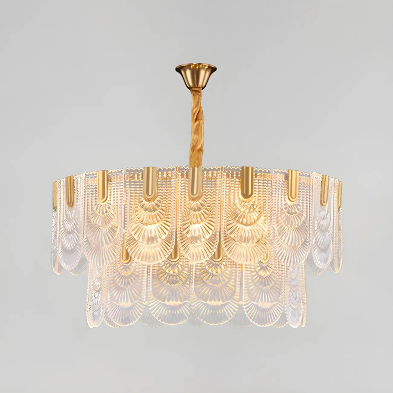 Luxury Gold Metal Pendant Light with Glass Accents Image - 7