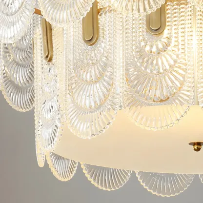 Luxury Gold Metal Pendant Light with Glass Accents Image - 8