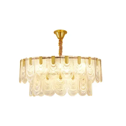 Luxury Gold Metal Pendant Light with Glass Accents Image - 9