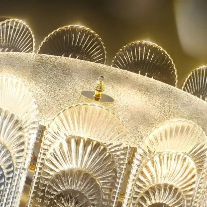 Luxury Gold Metal Pendant Light with Glass Accents Image - 10