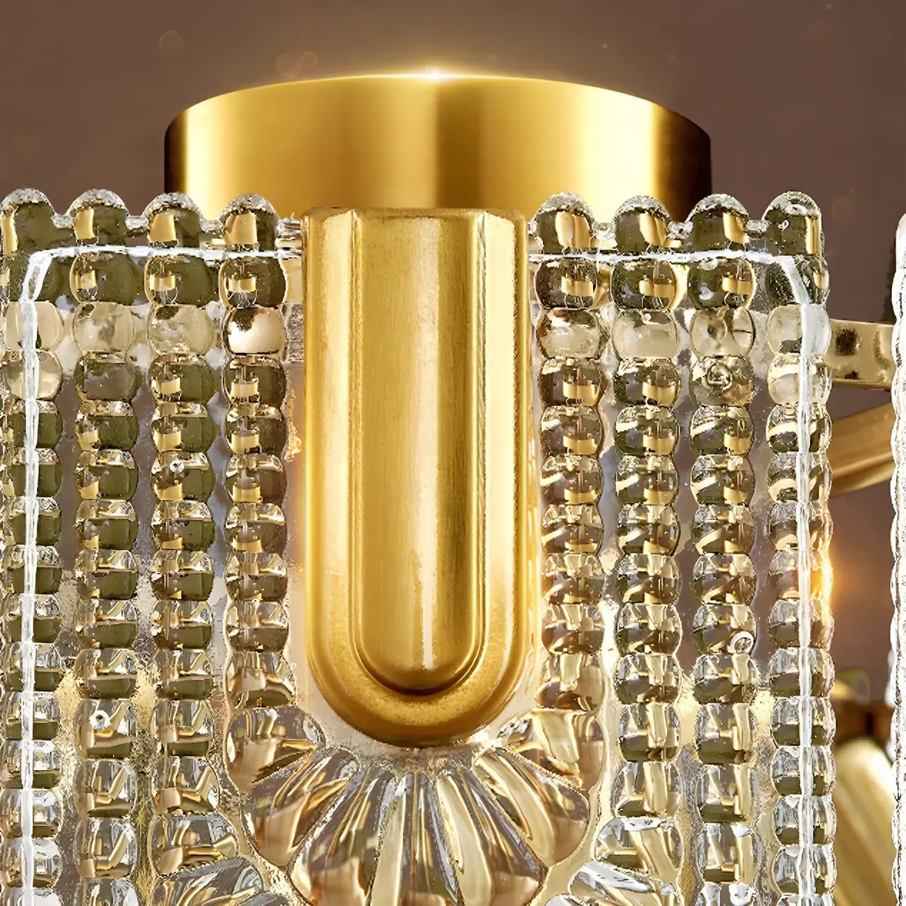 Luxury Gold Metal Pendant Light with Glass Accents Image - 12