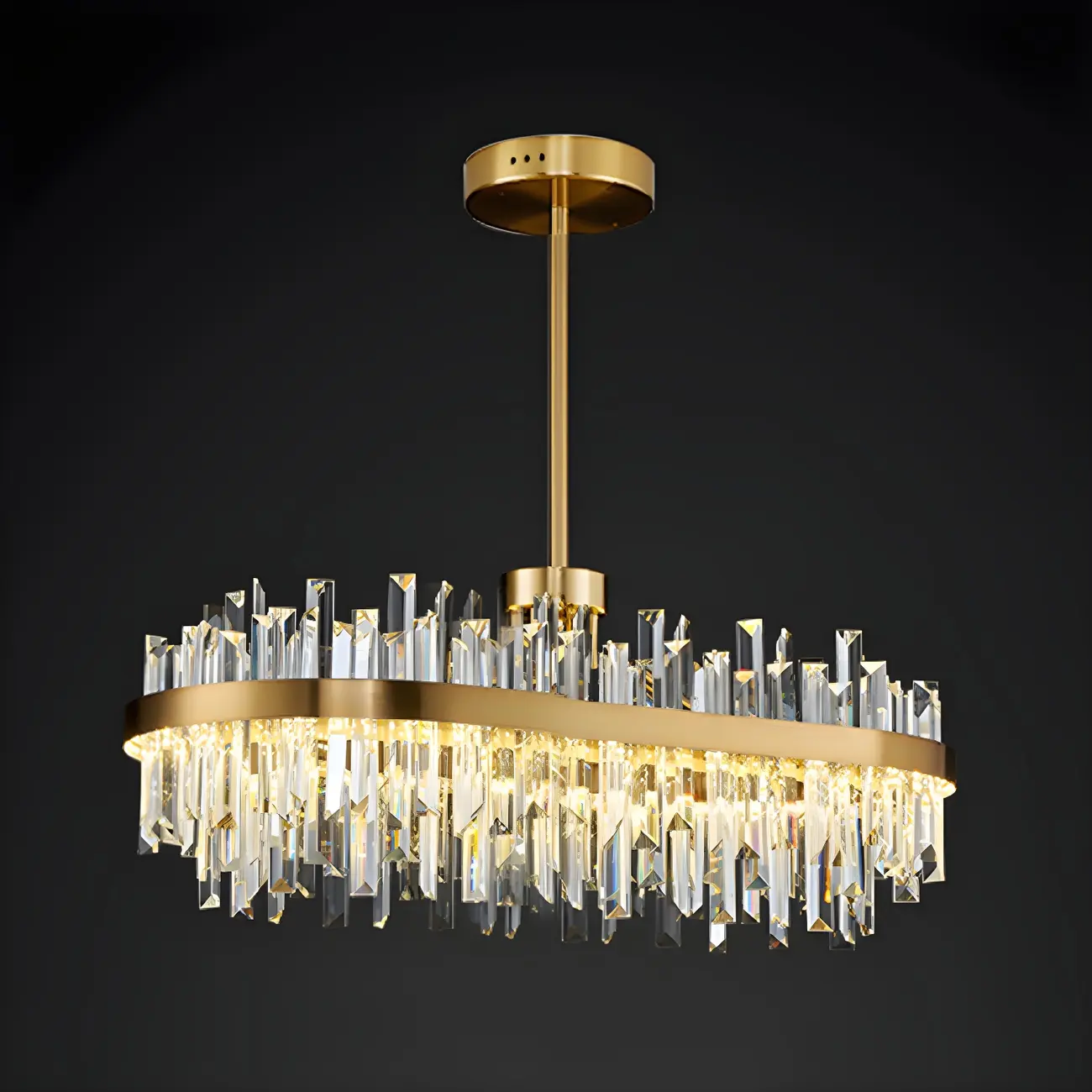Modern Gold Oval Crystal LED Pendant Light for Kitchen Island Image - 2 | homeyfad