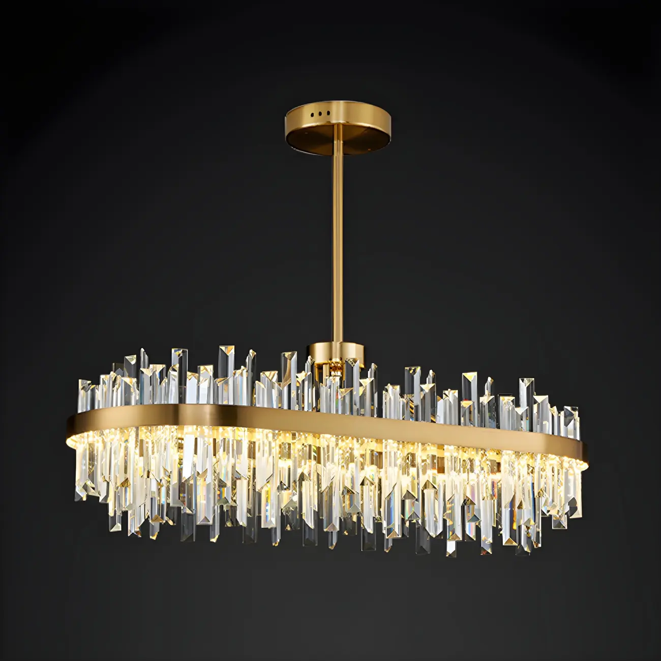 Modern Gold Oval Crystal LED Pendant Light for Kitchen Island Image - 4 | homeyfad