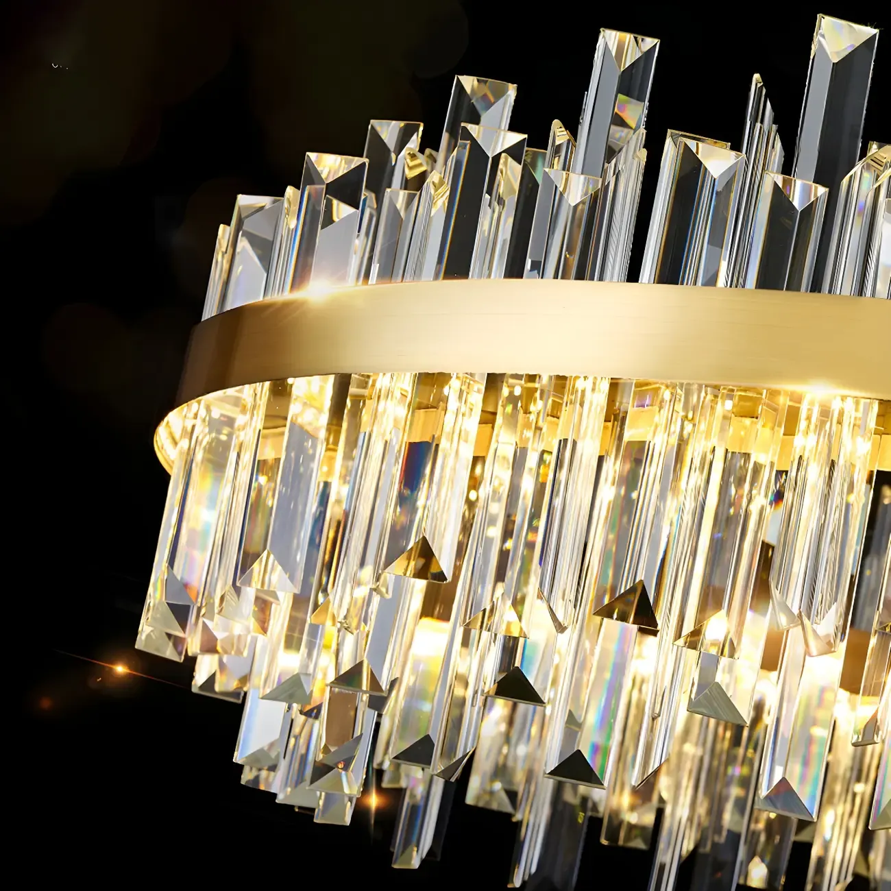 Modern Gold Oval Crystal LED Pendant Light for Kitchen Island Image - 7