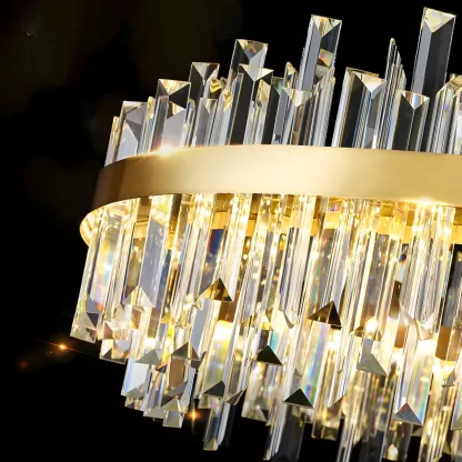 Modern Gold Oval Crystal LED Pendant Light for Kitchen Island Image - 7