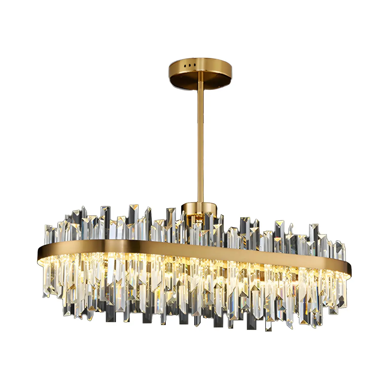 Modern Gold Oval Crystal LED Pendant Light for Kitchen Island Image - 8 | homeyfad