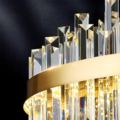 Modern Gold Oval Crystal LED Pendant Light for Kitchen Island Image - 9