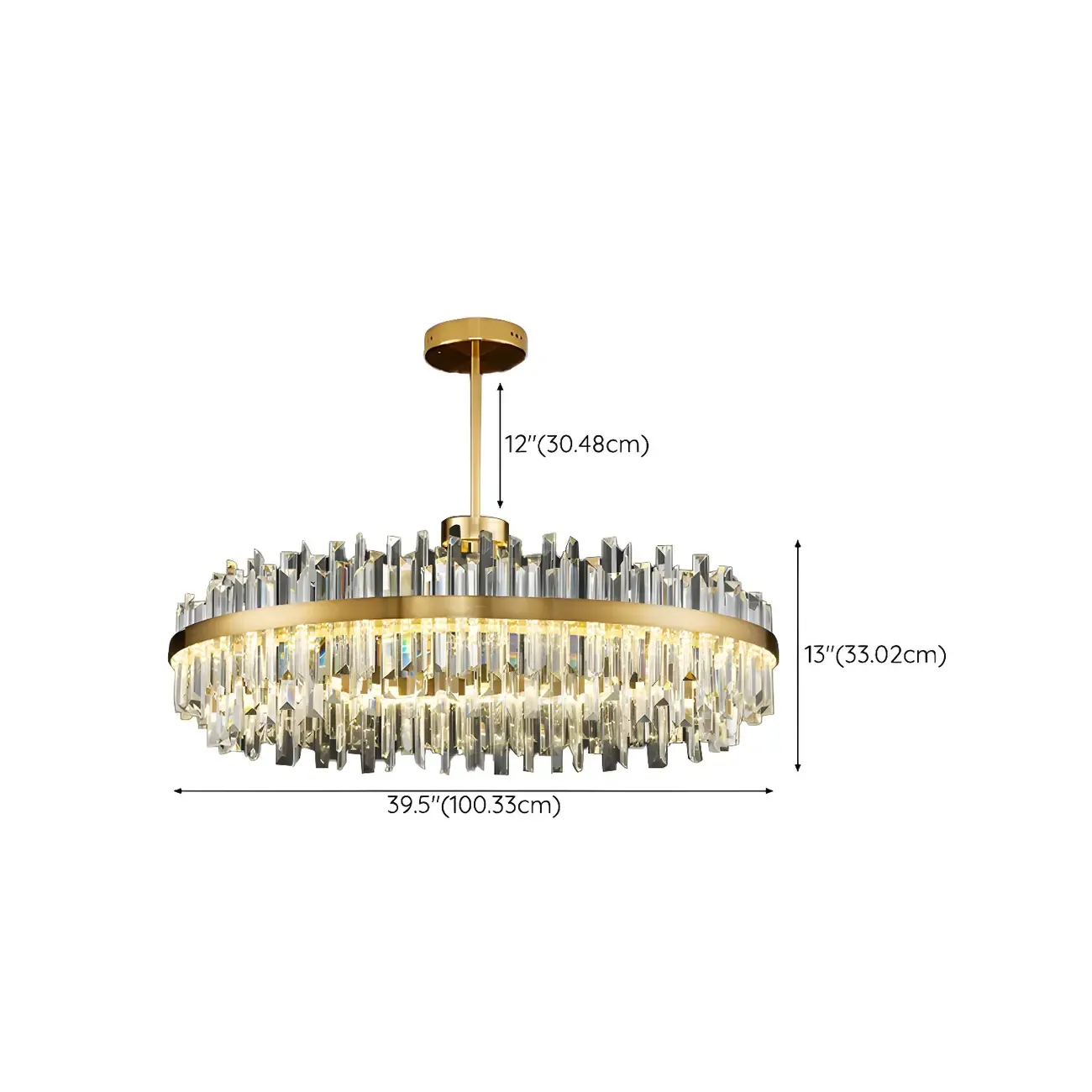 Modern Gold Oval Crystal LED Pendant Light for Kitchen Island #size