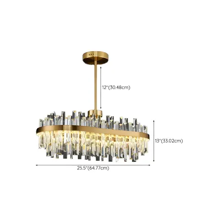 Modern Gold Oval Crystal LED Pendant Light for Kitchen Island Image - 15